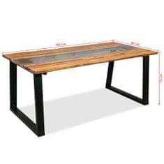 Greatstore Jídelní stůl, masivní akáciové dřevo a sklo, 180x90x75 cm