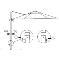 Greatstore Konzolový slunečník s hliníkovou tyčí bordó 250 x 250 cm