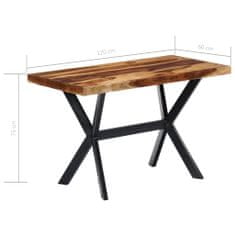 Greatstore Jídelní stůl 120 x 60 x 75 cm masivní sheeshamové dřevo