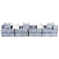 Greatstore 4místný modulární pouf indigo textil