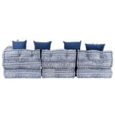 Greatstore 4místný modulární pouf indigo textil