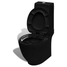 Greatstore Keramické WC kombi kulaté spodní odpad černé