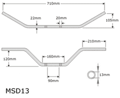 SEFIS MSD13 řídítka Kawasaki Z750 2006-2013 Z1000 2007-2009 - Barva řidítek : Lesklá modrá