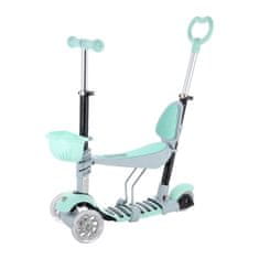 Dětská tříkolová koloběžka MINI SCOOTER 3v1 se svítícími LED koly, mátová H-063-MI