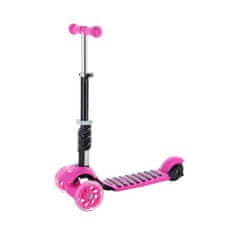 Dětská tříkolová koloběžka MINI SCOOTER 2v1 se svítícími LED koly, růžová H-062-RU