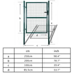 Greatstore Plotová brána ocel 100 x 250 cm zelená