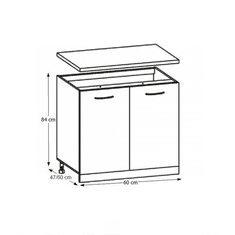 KONDELA Skříňka do kuchyně, dolní, dub sonoma / bílá, CYRA NEW D 60