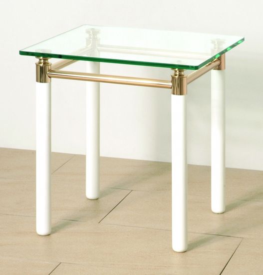 Mørtens Furniture Konferenční stolek Terrell, 42 cm, bílá / zlatá