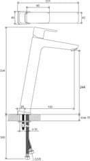 Ravak TD F 015.20 Umyvadlová stojánková baterie bez výpusti 334 mm, černá