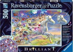 Ravensburger  Puzzle s drahokamy Jednorožec a motýli 500 dílků
