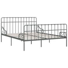 Greatstore Rám postele s laťkovým roštem šedý kov 180 x 200 cm
