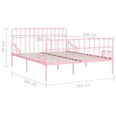 Greatstore Rám postele s laťkovým roštem růžový kov 180 x 200 cm