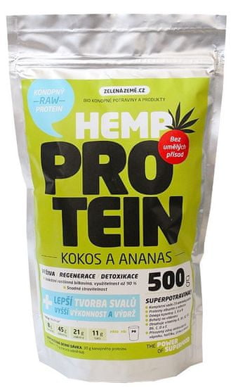 Zelená Země Konopný protein 500g - kokos a ananasem