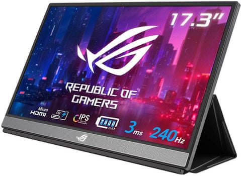 herní přenosný  monitor Asus ROG Strix XG17AHPE (90LM05G1-B02170) přenosný displej IPS 240 Hz 