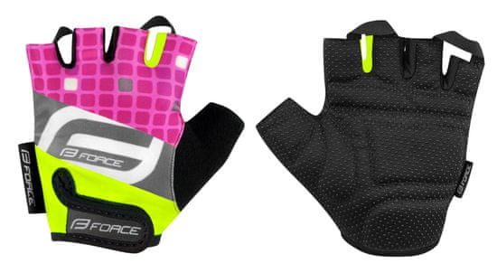 Force Dětské cyklistické rukavice SQUARE, fluo/růžové - velikost M