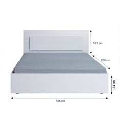 BPS-koupelny Manželská postel, 160x200, bílá / vysoký bílý lesk HG, ASIENA