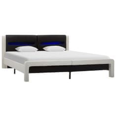 Greatstore Rám postele s LED světlem bíločerný umělá kůže 180 x 200 cm
