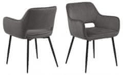 Design Scandinavia Jídelní židle s područkami Ranja (SET 2 ks), textil, tmavě šedá