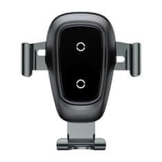 BASEUS Metal Gravity držák na mobil do auta, Qi bezdrátová nabíječka černý