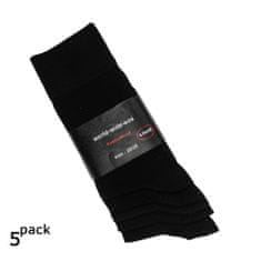 RS dámské i pánské hladké jednobarevné bavlněné černé ponožky 41021 5-pack, 39-42