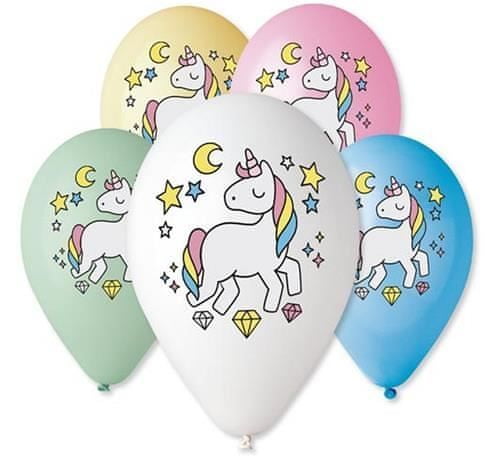 Balónky latexové - Unicorn - jednorožec - 5 ks - 30 cm