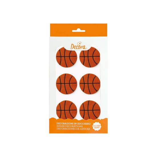 Decora Cukrové zdobení na dort basketbalový míč 4,5cm 6ks