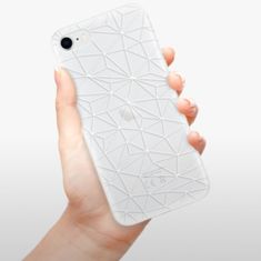 iSaprio Silikonové pouzdro - Abstract Triangles 03 - white pro Apple iPhone SE 2020