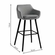 BPS-koupelny Barová židle, šedohnědá látka / černá, Tahira