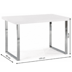 BPS-koupelny Jídelní stůl, bílá HG + chrom, 130x80 cm, TALOS