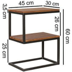 Bruxxi Odkládací stolek Alea, 60 cm, masiv Sheesham