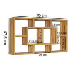 Nástěnný regál Zita, 85 cm, buk