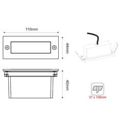 ACA Lightning  LED zápustné nástěnné svítidlo PAS 2W/230V/6000K/100Lm/120°/IP54/IK08, barva rzi, PAS260RP