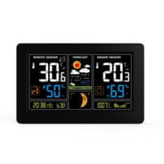 Solight Solight meteostanice, extra velký barevný LCD, teplota, vlhkost, tlak, RCC, USb nabíjení, černá TE81