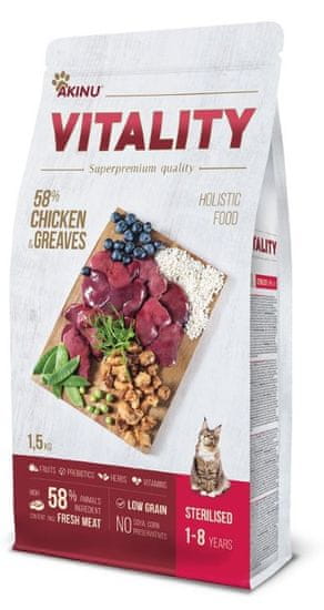 Akinu VITALITY cat sterilised chicken & greaves 1,5 kg