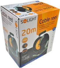 Solight  Prodlužovací kabel na bubnu - 4 zásuvky, 20m, 3 x 1,5mm, IP20, oranžový