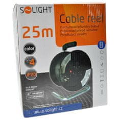 Solight  Prodlužovací kabel na bubnu - 4 zásuvky, 25m, 3 x 1,5mm, IP20, černý