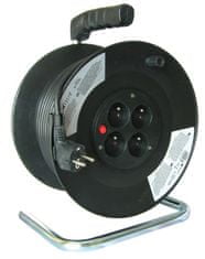 Solight  Prodlužovací kabel na bubnu - 4 zásuvky, 25m, 3 x 1,5mm, IP20, černý