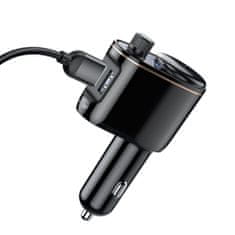 BASEUS Locomotive Bluetooth FM Transmitter MP3 autonabíječka 2x USB 3.4A, černá