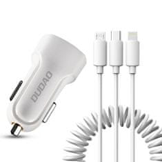 DUDAO R7 autonabíječka 2x USB 2.4A + 3in1 Lightning / Type C / micro USB, bíla