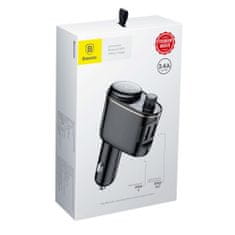 BASEUS Locomotive Bluetooth FM Transmitter MP3 autonabíječka 2x USB 3.4A, černá