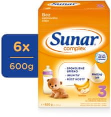 Sunar Complex 3 batolecí mléko banán, 6 x 600 g