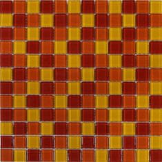 Maxwhite Mozaika ASHS202 skleněná červená žlutá oranžová 29,7x29,7cm sklo