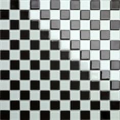 Maxwhite Mozaika CH4011PM skleněná bílá černá šachovnice 30x30cm sklo