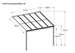 LanitPlast hliníková pergola WALL 33 antracit + bronz PC