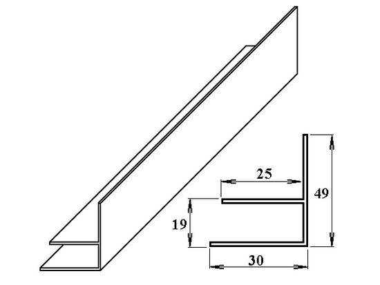 LanitPlast PVC okrajový F-profil 16 mm bílý 6 m