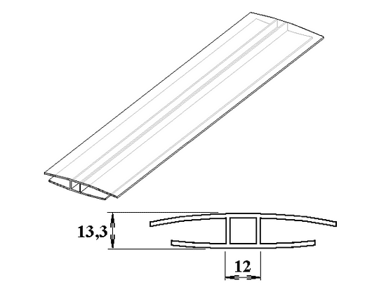 LanitPlast polykarbonátový H-profil 8 - 10 mm 6 m
