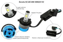 SEFIS Žárovka H4 LED 40W 4000LM 12V pro Piaggio Vespa bílá