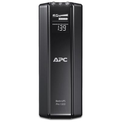 Záložní zdroj APC Back-UPS, vysoký výkon, vysoká účinnost, LCD displej, přepěťová ochrana