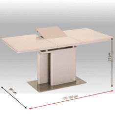 BPS-koupelny Jídelní rozkládací stůl, capuccino extra vysoký lesk, 120-160x80 cm, Virat