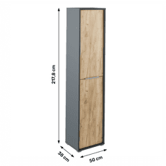 BPS-koupelny Vysoká skříň s policemi, grafit / dub artisan, RIOMA NEW TYP 06